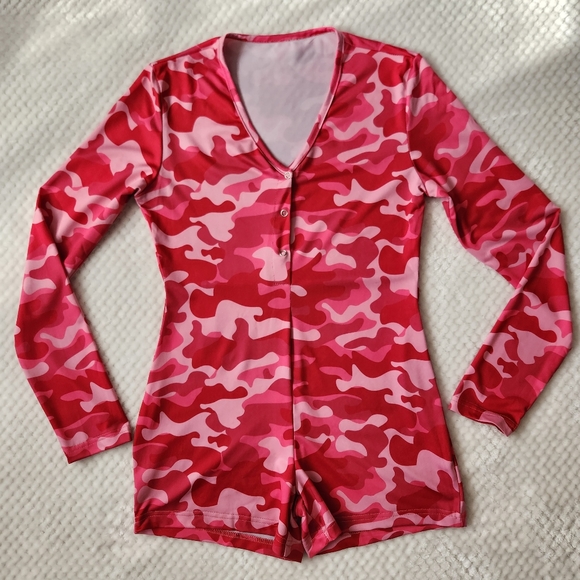 Pants - Pink Camo Playsuit